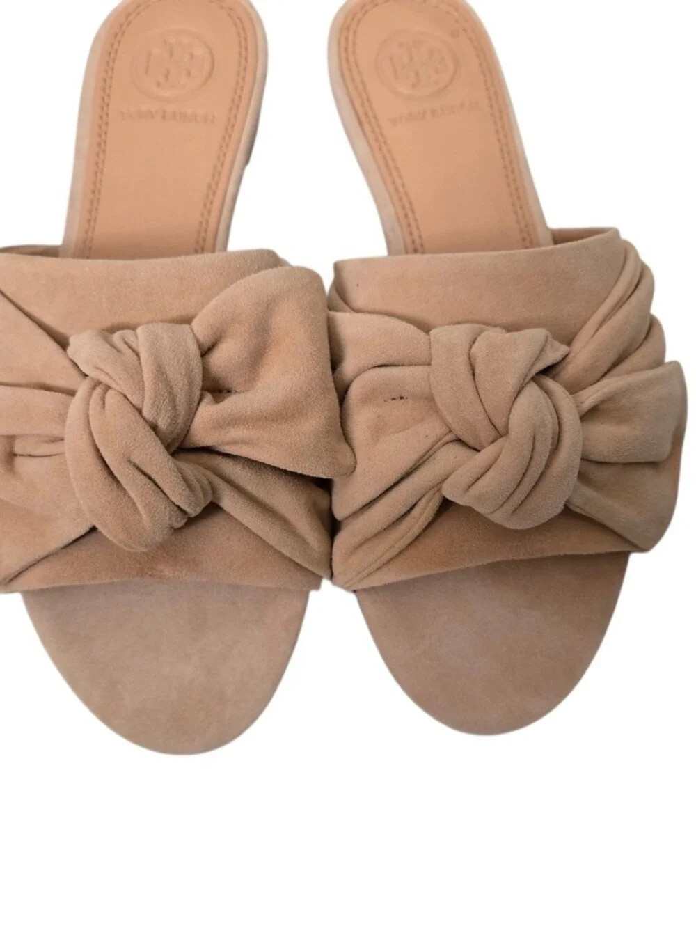 Tory Burch Annabelle Bow Suede Dusty Rose Slide Sandal
